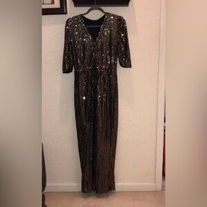 Black and Gold Sequin Dress